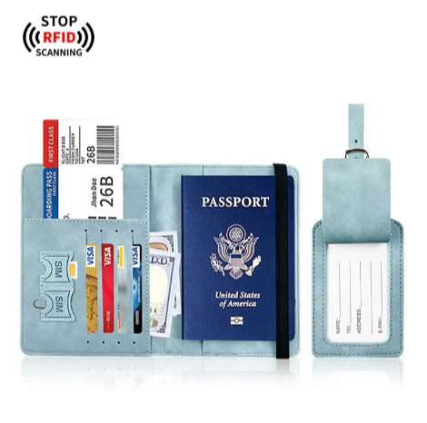 Leather Passport & Luggage Tag Set
