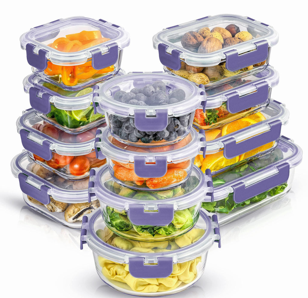 JoyJolt 24pc Borosilicate Glass Storage Containers with Lids.